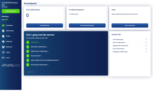 Whistleblower enhed dashboard med godt overblik