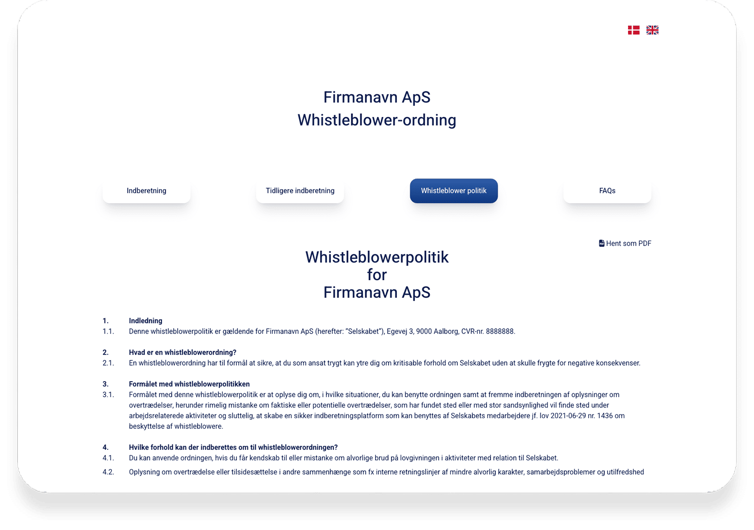 Whistleblower politik tilpasset din virksomhed